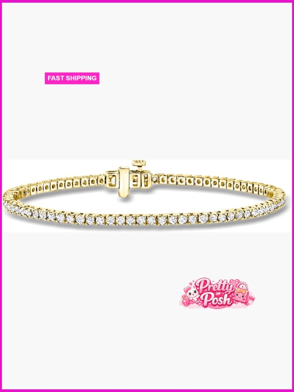 Lab-Grown Diamond Tennis Bracelet 2ct 18kt Gold Over Silver